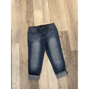 1822 Denim Jeans Womens 12 Blue Cuffed Mid Rise Relaxed Stretch Taylor Casual